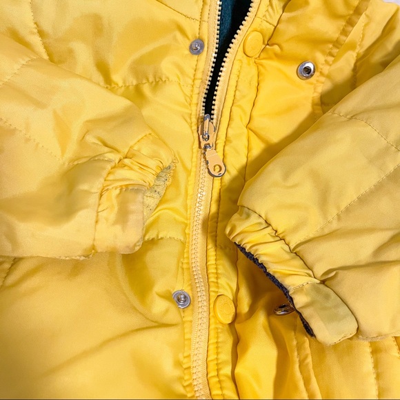 London Fog Toddler Yellow Reversible Rain Coat with Green Stripe Fleece Puffer - Picture 5 of 5